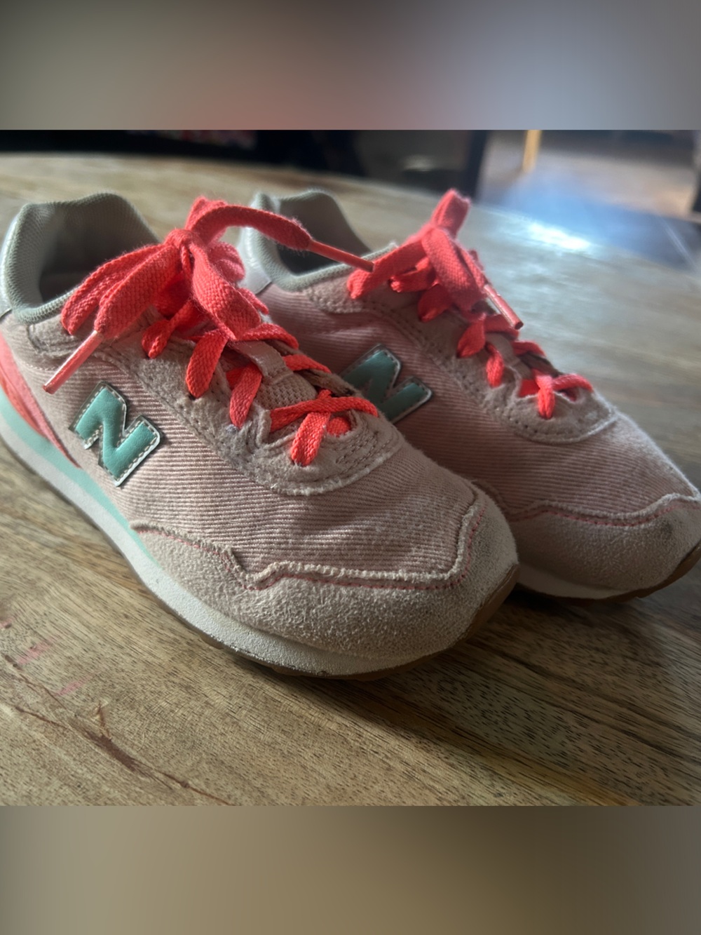 New Balance Kids Pink & Coral Lace-Up Sneakers with Mint Logo
